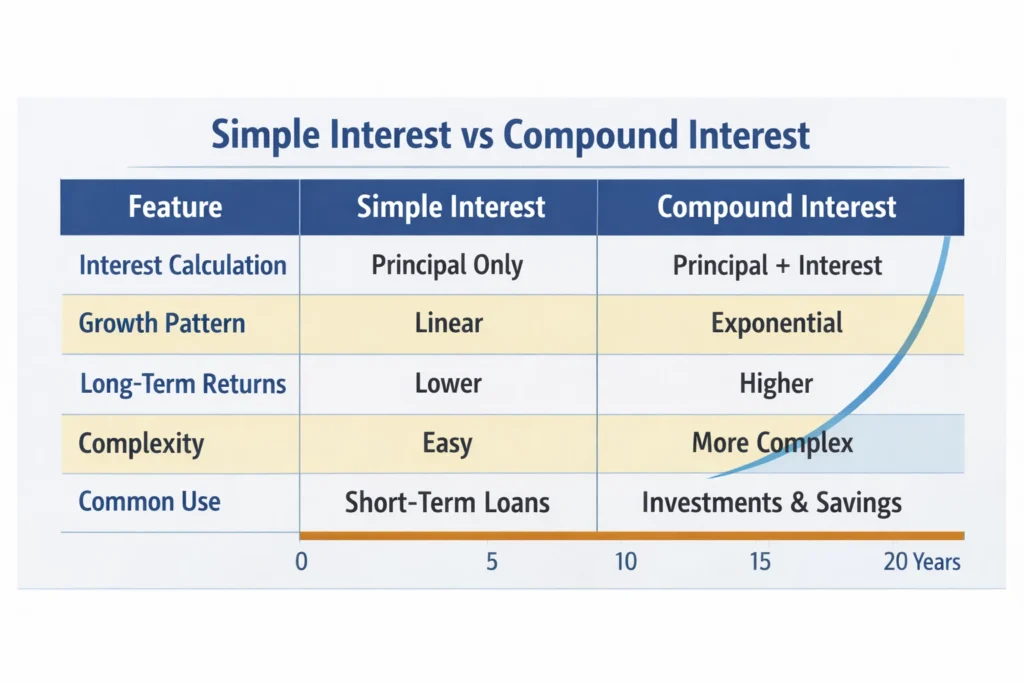 simple vs compound interest comparison