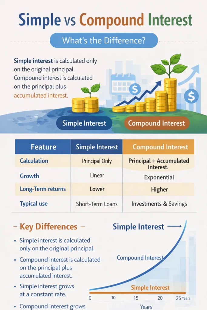 simple vs compound interest infographic